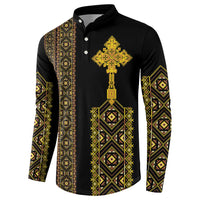 Habesha Motifs Ethiopia Button Sweatshirt Tilet Black Gold
