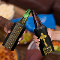 Habesha Motifs Ethiopia 4 in 1 Can Cooler Tumbler Tilet Black Gold