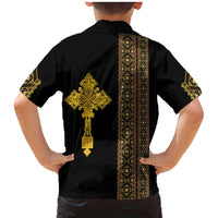 Habesha Motifs Ethiopia Family Matching Mermaid Dress and Hawaiian Shirt Tilet Black Gold