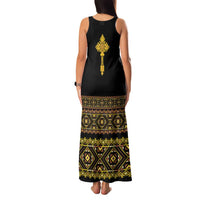Habesha Motifs Ethiopia Family Matching Tank Maxi Dress and Hawaiian Shirt Tilet Black Gold