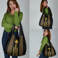 Habesha Motifs Ethiopia Grocery Bag Tilet Black Gold