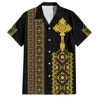 Habesha Motifs Ethiopia Hawaiian Shirt Tilet Black Gold