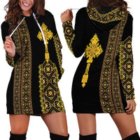 Habesha Motifs Ethiopia Hoodie Dress Tilet Black Gold