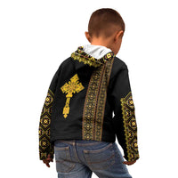 Habesha Motifs Ethiopia Kid Hoodie Tilet Black Gold