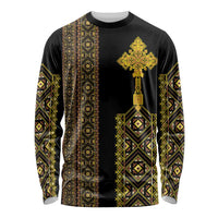 Habesha Motifs Ethiopia Long Sleeve Shirt Tilet Black Gold