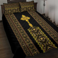Habesha Motifs Ethiopia Quilt Bed Set Tilet Black Gold