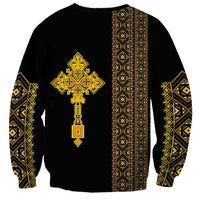 Habesha Motifs Ethiopia Sweatshirt Tilet Black Gold LT7