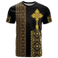 Habesha Motifs Ethiopia T Shirt Tilet Black Gold