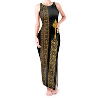 Habesha Motifs Ethiopia Tank Maxi Dress Tilet Black Gold