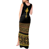 Habesha Motifs Ethiopia Tank Maxi Dress Tilet Black Gold