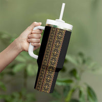 Habesha Motifs Ethiopia Tumbler With Handle Tilet Black Gold