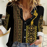 Habesha Motifs Ethiopia Women Casual Shirt Tilet Black Gold