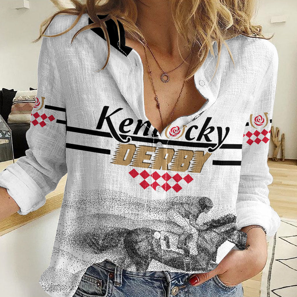 Kentucky Horse Racing Women Casual Shirt The Race For The Roses LT7