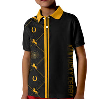 Kentucky Horse Racing Polo Shirt for Kid Luxury Black And Gold - Wonder Print Shop