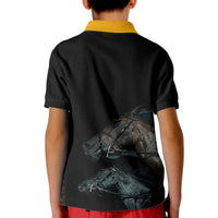 Kentucky Horse Racing Polo Shirt for Kid Luxury Black And Gold - Wonder Print Shop