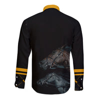 Kentucky Horse Racing Long Sleeve Button Shirt Luxury Black And Gold - Wonder Print Shop