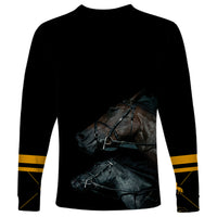 Kentucky Horse Racing Long Sleeve Shirt Luxury Black And Gold - Wonder Print Shop