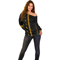 Kentucky Horse Racing Off Shoulder Sweater Luxury Black And Gold - Wonder Print Shop