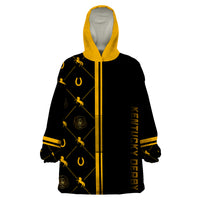 Kentucky Horse Racing Wearable Blanket Hoodie Luxury Black And Gold - Wonder Print Shop