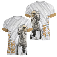 Kentucky Horse Racing Women V Neck T Shirt - Wonder Print Shop