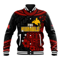 Personalised PNG Kumuls Rugby Baseball Jacket Motuan Mix Patterns LT7 - Wonder Print Shop