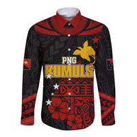 Personalised PNG Kumuls Rugby Long Sleeve Button Shirt Motuan Mix Patterns - Wonder Print Shop