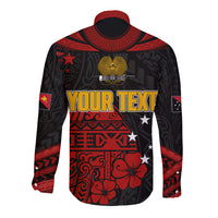 Personalised PNG Kumuls Rugby Long Sleeve Button Shirt Motuan Mix Patterns - Wonder Print Shop