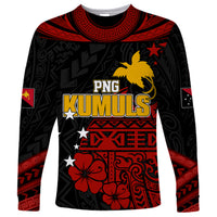 Personalised PNG Kumuls Rugby Long Sleeve Shirt Motuan Mix Patterns - Wonder Print Shop