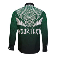 Peronsalised New Zealand Long Sleeve Button Shirt Hei Matau Mix Silver Fern Basic - Wonder Print Shop