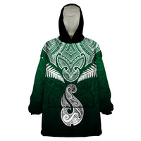 Personalised New Zealand Wearable Blanket Hoodie Hei Matau Mix Silver Fern Basic - Wonder Print Shop