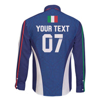 Italy Football 2024 Custom Long Sleeve Button Shirt Gli Azzurri - Renaissance Inspired - Wonder Print Shop