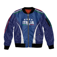 Italy Football 2024 Custom Sleeve Zip Bomber Jacket Gli Azzurri - Renaissance Inspired - Wonder Print Shop