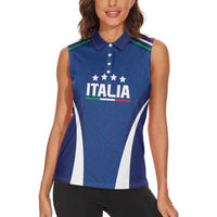 Italy Football 2024 Custom Women Sleeveless Polo Shirt Gli Azzurri - Renaissance Inspired - Wonder Print Shop
