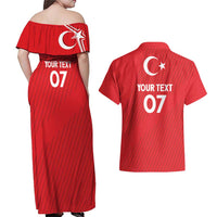 Turkiye Football 2024 Custom Couples Matching Off Shoulder Maxi Dress and Hawaiian Shirt Crescent-Stars Basic Style LT7 - Wonder Print Shop