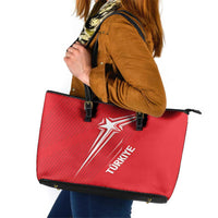 Turkiye Football 2024 Custom Leather Tote Bag Crescent-Stars Basic Style - Wonder Print Shop