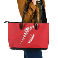 Turkiye Football 2024 Custom Leather Tote Bag Crescent-Stars Basic Style - Wonder Print Shop