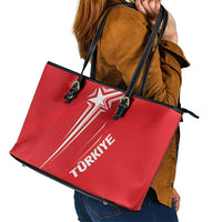 Turkiye Football 2024 Custom Leather Tote Bag Crescent-Stars Basic Style - Wonder Print Shop