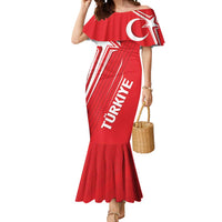 Turkiye Football 2024 Custom Mermaid Dress Crescent-Stars Basic Style - Wonder Print Shop