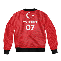 Turkiye Football 2024 Custom Sleeve Zip Bomber Jacket Crescent-Stars Basic Style - Wonder Print Shop