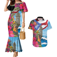 Puerto Rico El Morro Couples Matching Mermaid Dress and Hawaiian Shirt Boriken Seascape - Wonder Print Shop