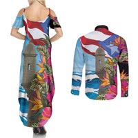 Puerto Rico El Morro Couples Matching Summer Maxi Dress and Long Sleeve Button Shirt Boriken Seascape - Wonder Print Shop