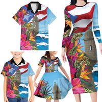 Puerto Rico El Morro Family Matching Long Sleeve Bodycon Dress and Hawaiian Shirt Boriken Seascape - Wonder Print Shop