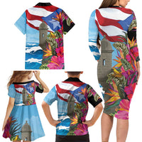 Puerto Rico El Morro Family Matching Long Sleeve Bodycon Dress and Hawaiian Shirt Boriken Seascape - Wonder Print Shop