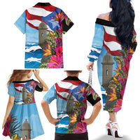 Puerto Rico El Morro Family Matching Off The Shoulder Long Sleeve Dress and Hawaiian Shirt Boriken Seascape - Wonder Print Shop