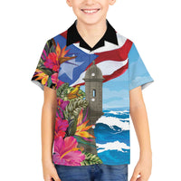 Puerto Rico El Morro Family Matching Off The Shoulder Long Sleeve Dress and Hawaiian Shirt Boriken Seascape - Wonder Print Shop