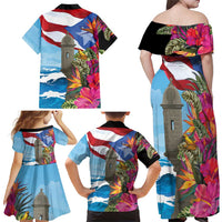Puerto Rico El Morro Family Matching Off Shoulder Maxi Dress and Hawaiian Shirt Boriken Seascape - Wonder Print Shop