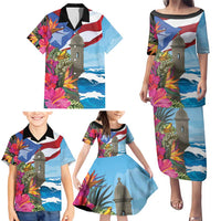 Puerto Rico El Morro Family Matching Puletasi and Hawaiian Shirt Boriken Seascape - Wonder Print Shop