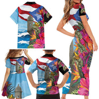 Puerto Rico El Morro Family Matching Short Sleeve Bodycon Dress and Hawaiian Shirt Boriken Seascape - Wonder Print Shop