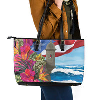 Puerto Rico El Morro Leather Tote Bag Boriken Seascape - Wonder Print Shop