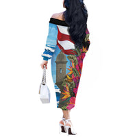 Puerto Rico El Morro Off The Shoulder Long Sleeve Dress Boriken Seascape - Wonder Print Shop